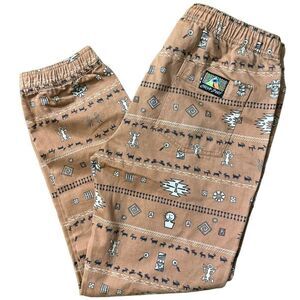 Catch Surf Pants Size Medium Brown Aztec Tribal Print Drawstring Joggers Surf